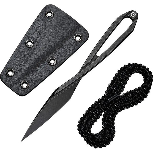 Civivi D Art Neck Knife D2 Tool Steel 5 Inch Overall One Piece Design Black Kydex Sheath For EDC Enthusiasts by Civivi