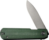 Civivi Sendy Linerlock Knife With Nitro V Stonewash Blade Green Micarta Handle For Everyday Carry Fans by Civivi