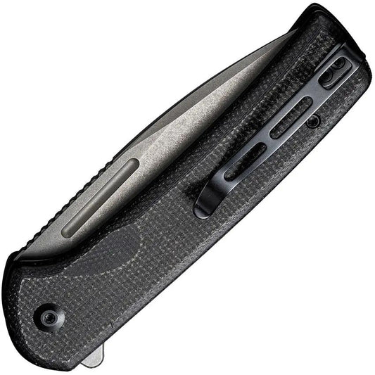 Civivi Conspirator Button Lock Knife Nitro V 3.5in Stonewash Blade Black Canvas Micarta EDC by Civivi