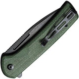 Civivi Conspirator Button Lock Knife Green Micarta Handle Nitro V Steel ThreePointFiveInch Blade EDC by Civivi