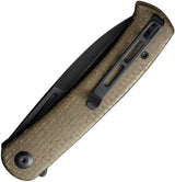 Civivi Caetus Linerlock Premium Knife For EDC Enthusiasts Green Burlap Micarta Handle Spear Point Blade Extended Tang by Civivi