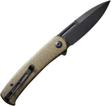 Civivi Caetus Linerlock Premium Knife For EDC Enthusiasts Green Burlap Micarta Handle Spear Point Blade Extended Tang by Civivi