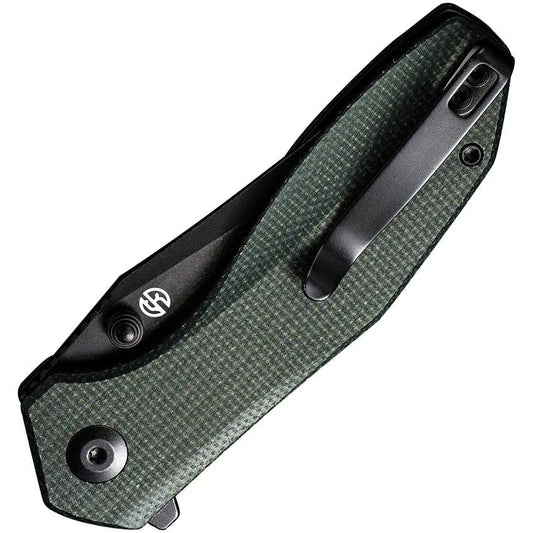 Civivi ODD 22 Linerlock Micarta EDC Knife With Clip Point 3In Blade 14C28N Green Micarta Handle Extended Tang by Civivi