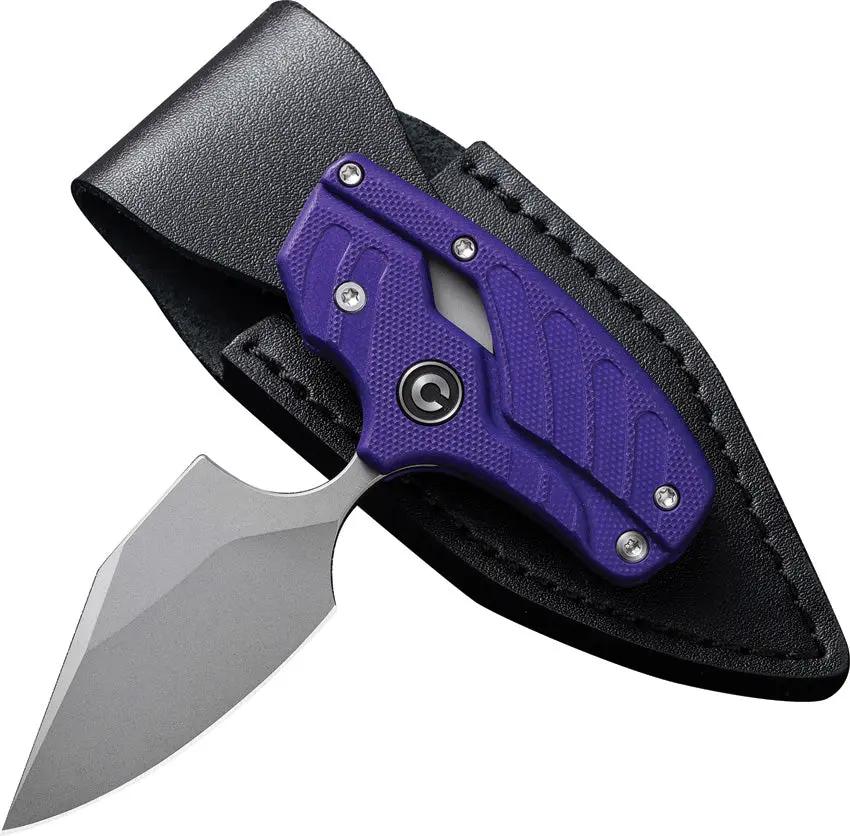 Civivi Typhoeus Adjustable Push Dagger Purple G10 Handle 14C28N Blade 2.25in 6.25in Belt Sheath Tactical EDC by Civivi