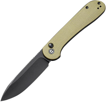 Civivi Elementum Button Lock Olive Canvas Micarta EDC Folding Knife 14C28N Steel by Civivi