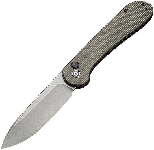 Civivi Elementum Button Lock Folding Knife For Premium EDC Enthusiasts 3.5in 14C28N Sandvik Green Canvas Micarta by Civivi