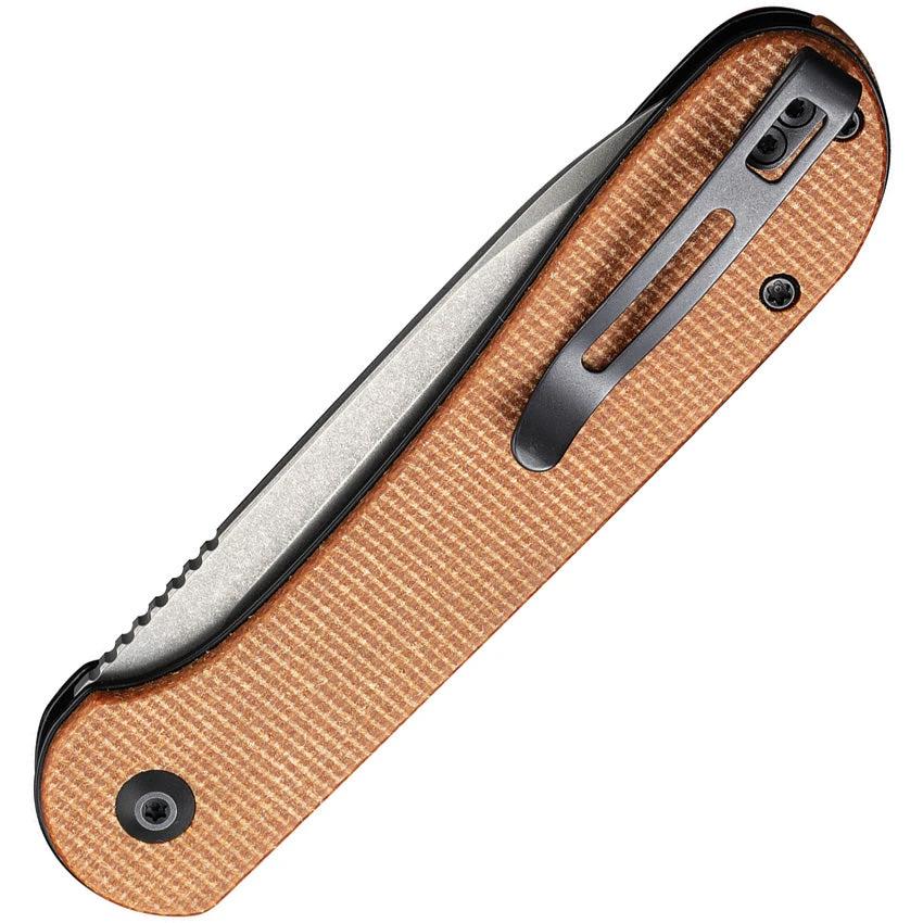 Civivi Elementum Button Lock Knife Stonewash Premium 14C28N Blade Brown Micarta Handle EDC by Civivi