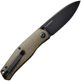 Civivi Sokoke Linerlock Knife For EDC Enthusiasts Green Burlap Micarta Handle 14C28N Sandvik Blade Extended Tang by Civivi