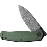 Civivi Sokoke Damascus Linerlock Knife For EDC Enthusiasts With Extended Tang Green Micarta Handle by Civivi
