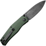 Civivi Sokoke Damascus Linerlock Knife For EDC Enthusiasts With Extended Tang Green Micarta Handle by Civivi