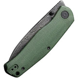 Civivi Sokoke Damascus Linerlock Knife For EDC Enthusiasts With Extended Tang Green Micarta Handle by Civivi