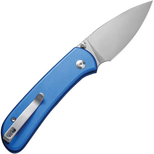 Civivi Qubit Button Lock Knife Blue Aluminum Handle Satin 14C28N Blade EDC Everyday Carry Compact by Civivi