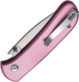 Civivi Qubit Button Lock EDC Knife With Pink Aluminum Handle Satin 14C28N Blade 4in Closed For Everyday Carry by Civivi