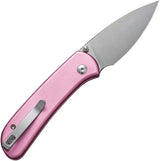 Civivi Qubit Button Lock EDC Knife With Pink Aluminum Handle Satin 14C28N Blade 4in Closed For Everyday Carry by Civivi
