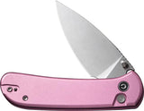 Civivi Qubit Button Lock EDC Knife With Pink Aluminum Handle Satin 14C28N Blade 4in Closed For Everyday Carry by Civivi