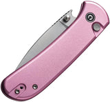 Civivi Qubit Button Lock EDC Knife With Pink Aluminum Handle Satin 14C28N Blade 4in Closed For Everyday Carry by Civivi