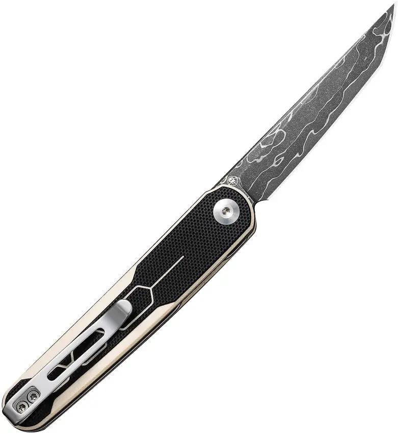 Civivi KwaiQ Linerlock Ivory Knife With Damascus Tanto Blade 3in Closed Extended Tang G10 Handle Clip by Civivi