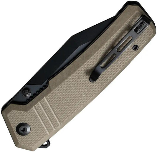 Civivi Bhaltair Liner Lock Knife 4in Tanto Blade Sandvik 14C28N Tan G10 Handle Extended Tang EDC Ready by Civivi