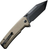 Civivi Bhaltair Liner Lock Knife 4in Tanto Blade Sandvik 14C28N Tan G10 Handle Extended Tang EDC Ready by Civivi