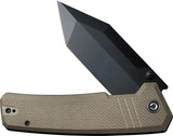 Civivi Bhaltair Liner Lock Knife 4in Tanto Blade Sandvik 14C28N Tan G10 Handle Extended Tang EDC Ready by Civivi