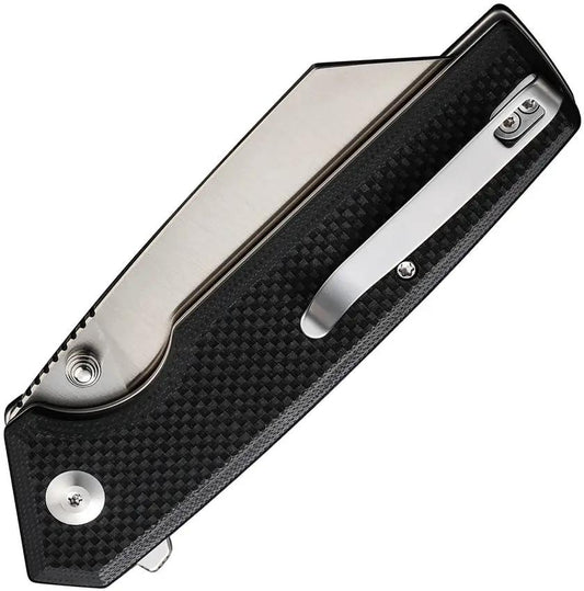 Civivi Amirite Button Lock Folding Knife 3.5in Satin Nitro V Blade Black G10 Handle EDC by Civivi