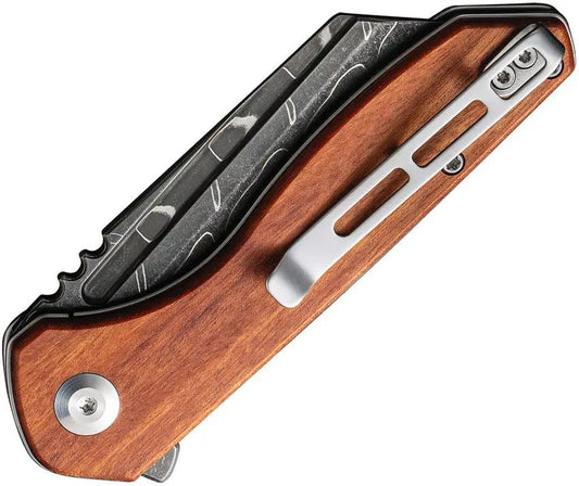 Civivi ExOne Linerlock Damascus Steel Folding Knife For EDC Enthusiasts With Premium Wood Handle And Extended Tang by Civivi