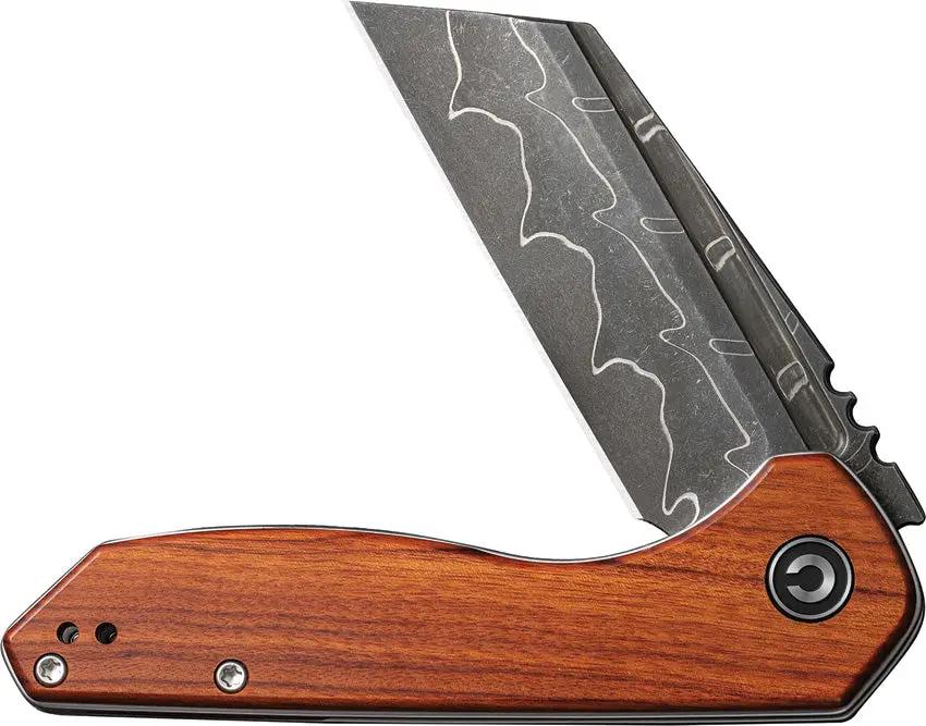 Civivi ExOne Linerlock Damascus Steel Folding Knife For EDC Enthusiasts With Premium Wood Handle And Extended Tang by Civivi