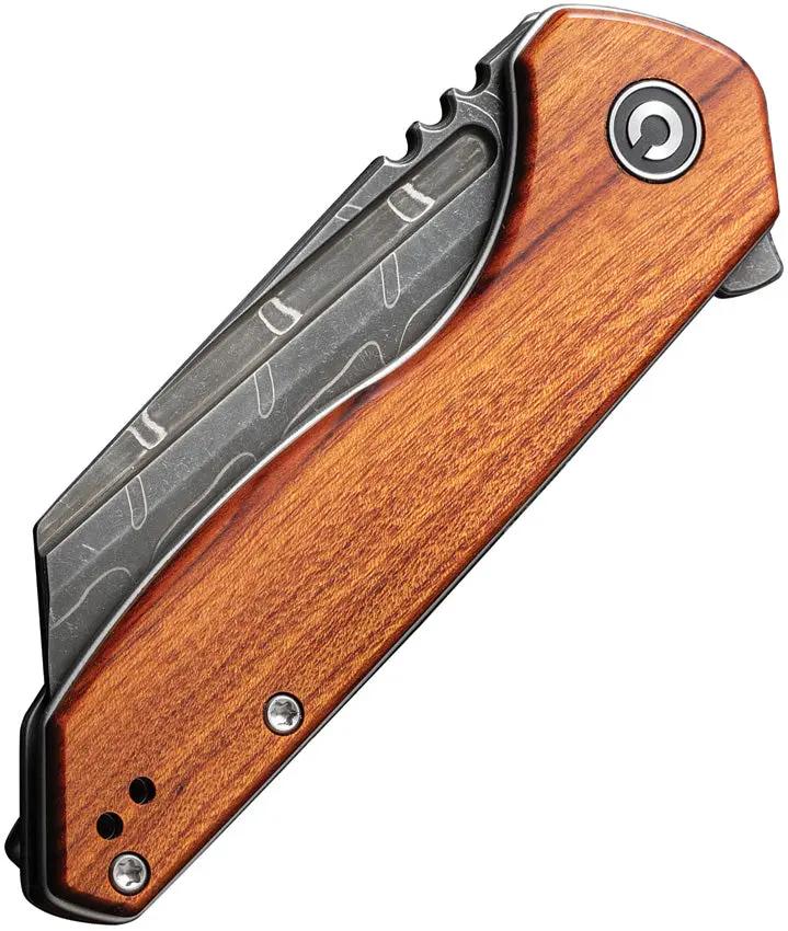 Civivi ExOne Linerlock Damascus Steel Folding Knife For EDC Enthusiasts With Premium Wood Handle And Extended Tang by Civivi