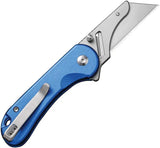 Civivi Elementum Utility Button Lock Knife With Blue Aluminum Handle And Includes Four Cr6 Blades For EDC by Civivi