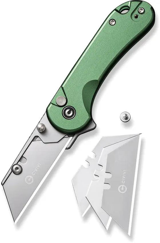 Civivi Elementum Utility Button Lock Knife Green Aluminum Handle With Replaceable Blades For EDC Enthusiasts by Civivi