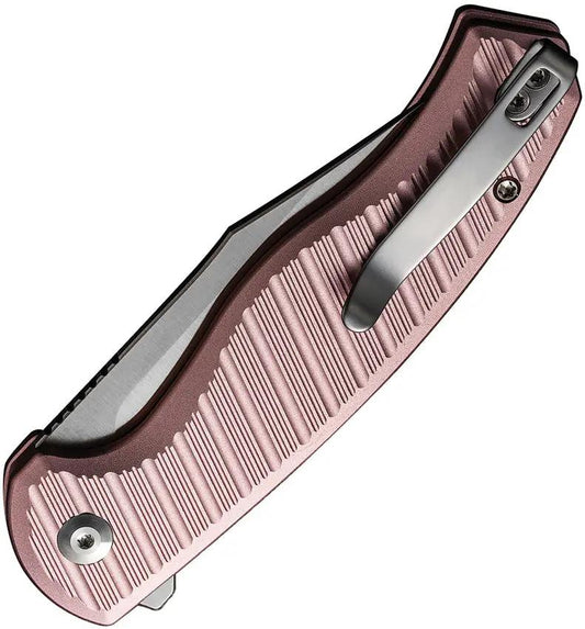 Civivi Stormhowl Button Lock Knife Pink Aluminum Handle Stonewash Satin Nitro V Clip Point 4.25 Inch Closed For EDC Enthusiasts by Civivi