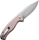 Civivi Stormhowl Button Lock Knife Pink Aluminum Handle Stonewash Satin Nitro V Clip Point 4.25 Inch Closed For EDC Enthusiasts by Civivi