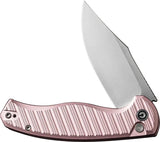 Civivi Stormhowl Button Lock Knife Pink Aluminum Handle Stonewash Satin Nitro V Clip Point 4.25 Inch Closed For EDC Enthusiasts by Civivi