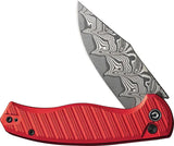 Civivi Stormhowl Button Lock Knife Red Aluminum Handle Damascus Clip Point Blade EDC For Daily Carry by Civivi