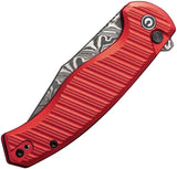 Civivi Stormhowl Button Lock Knife Red Aluminum Handle Damascus Clip Point Blade EDC For Daily Carry by Civivi
