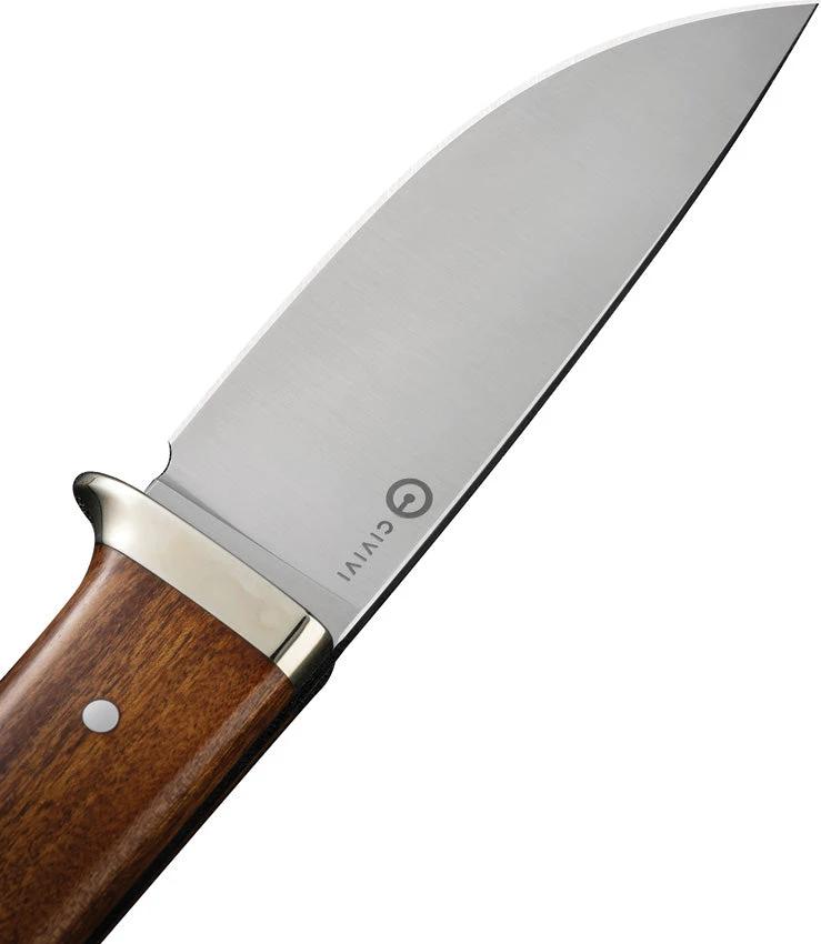 Civivi Cloud Peak Fixed Blade Knife Nitro V Satin Drop Point 9.5 Inch Outdoor Wood Handle Full Tang Leather Sheath by Civivi