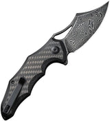Civivi Chiro Damascus Linerlock Folding Knife For EDC Enthusiasts 4.5in Closed Premium With G10 Carbon Fiber Overlay by Civivi