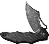 Civivi Chiro Damascus Linerlock Folding Knife For EDC Enthusiasts 4.5in Closed Premium With G10 Carbon Fiber Overlay by Civivi
