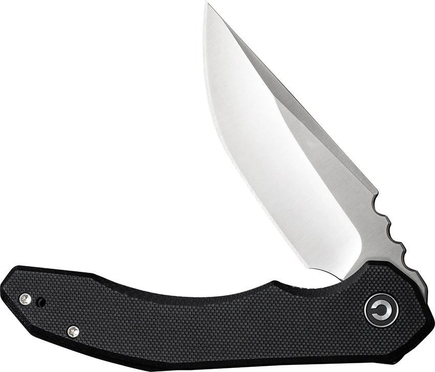 Civivi Bluetick Linerlock Folding Knife Black G10 Handle Satin Finish 14C28N Drop Point Blade Extended Tang EDC Clip by Civivi