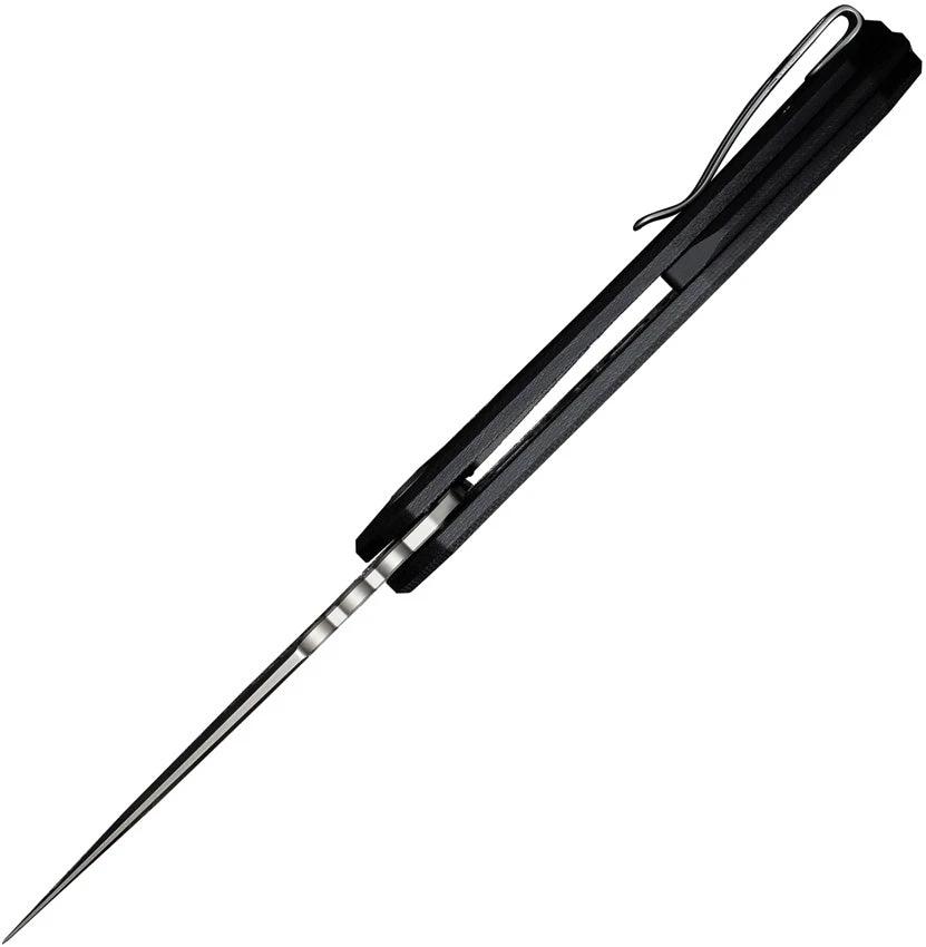 Civivi Bluetick Linerlock Folding Knife Black G10 Handle Satin Finish 14C28N Drop Point Blade Extended Tang EDC Clip by Civivi