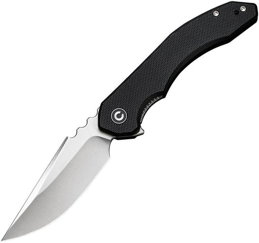 Civivi Bluetick Linerlock Folding Knife Black G10 Handle Satin Finish 14C28N Drop Point Blade Extended Tang EDC Clip by Civivi