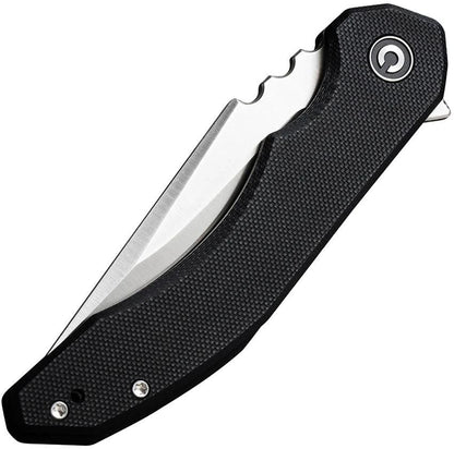 Civivi Bluetick Linerlock Folding Knife Black G10 Handle Satin Finish 14C28N Drop Point Blade Extended Tang EDC Clip by Civivi