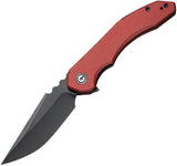 Civivi Bluetick Linerlock Knife Burgundy G10 Handle 14C28N Drop Point EDC Extended Tang Pocket Clip Case by Civivi