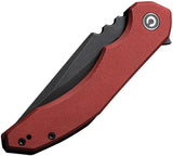 Civivi Bluetick Linerlock Knife Burgundy G10 Handle 14C28N Drop Point EDC Extended Tang Pocket Clip Case by Civivi