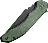 Civivi Bluetick Linerlock Knife Green Micarta Handle EDC Ready Drop Point Pocket Clip by Civivi