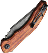 Civivi Bluetick Linerlock Knife with Damascus Blade Wood Handle Premium EDC Compact by Civivi