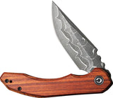 Civivi Bluetick Linerlock Knife with Damascus Blade Wood Handle Premium EDC Compact by Civivi