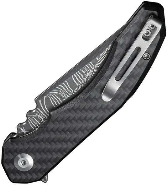 Civivi Bluetick Linerlock Knife Damascus Blade Carbon Fiber Onlay G10 Handle EDC Everyday Carry by Civivi