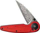 Civivi Starflare Button Lock Folding Knife With Red Aluminum Handle And Damascus Blade For EDC Enthusiasts by Civivi