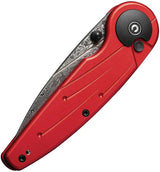 Civivi Starflare Button Lock Folding Knife With Red Aluminum Handle And Damascus Blade For EDC Enthusiasts by Civivi